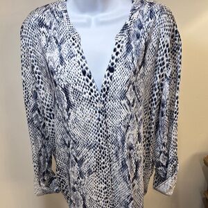 Soft Joie Blue and White Snake Print Blouse